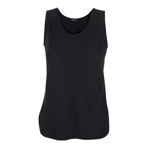 Plain Women Black Sleeveless Top With Round Neck In Satin Woman